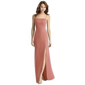 Thread‎ Tie-Back Cutout Trumpet Bridesmaid Gown with Front Slit Desert Rose EUC